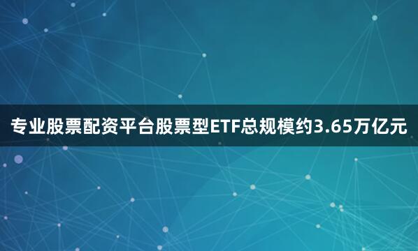 专业股票配资平台股票型ETF总规模约3.65万亿元